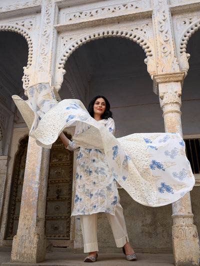 Blue Lagoon Kurta Pant and Dupatta set