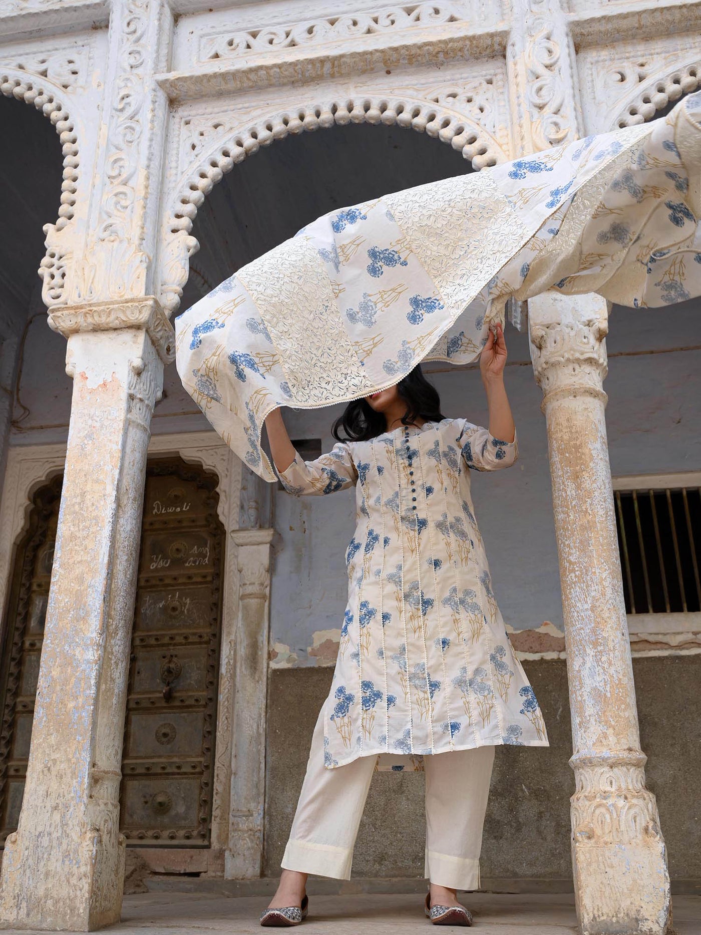 Blue Lagoon Kurta Pant and Dupatta set