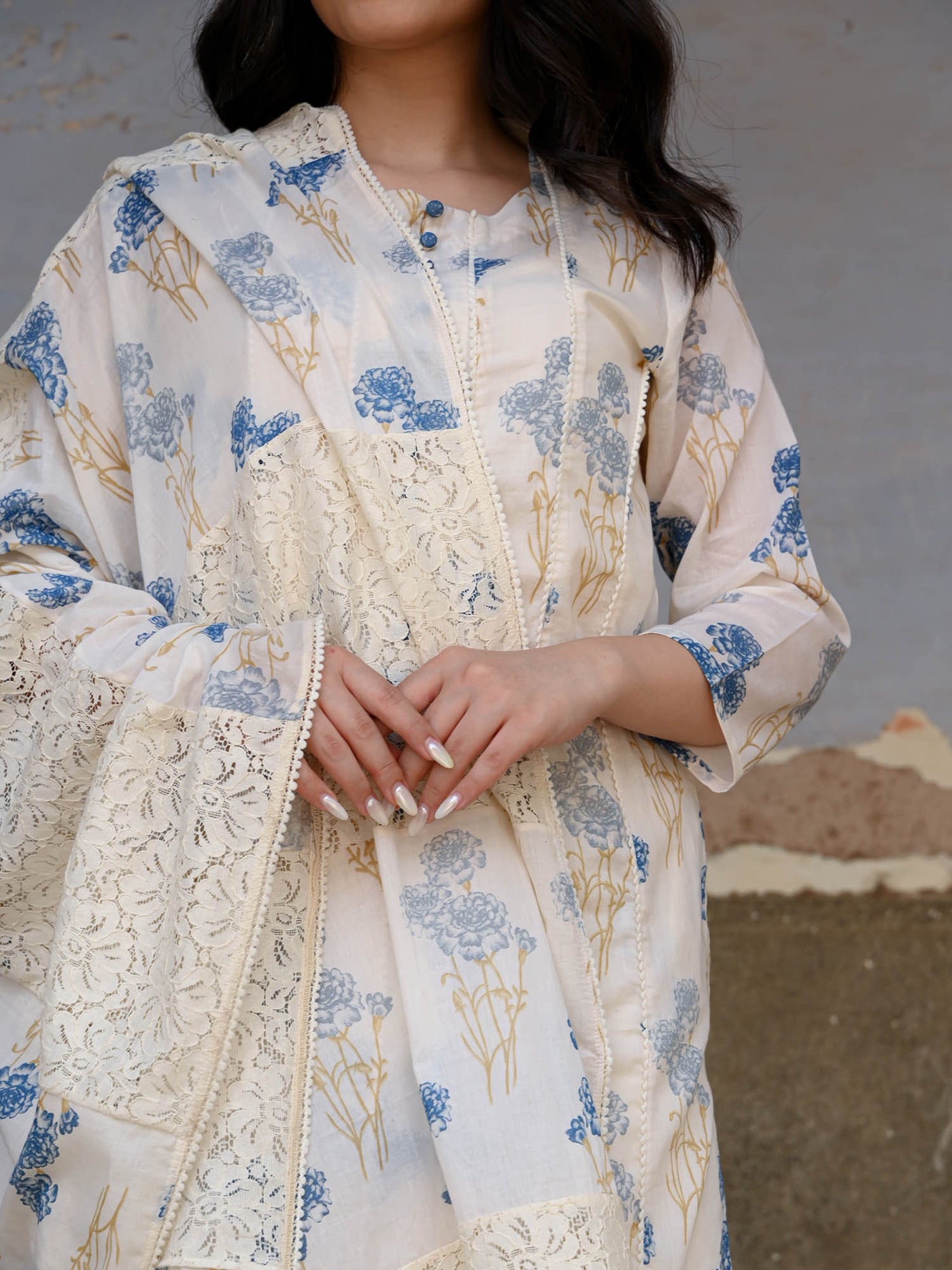 Blue Lagoon Kurta Pant and Dupatta set