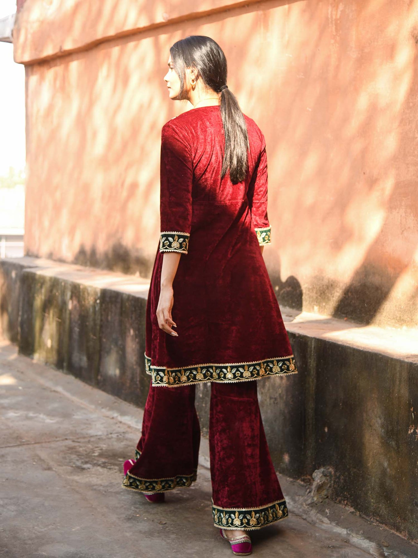 Win with the Wine Kurti Sharara set